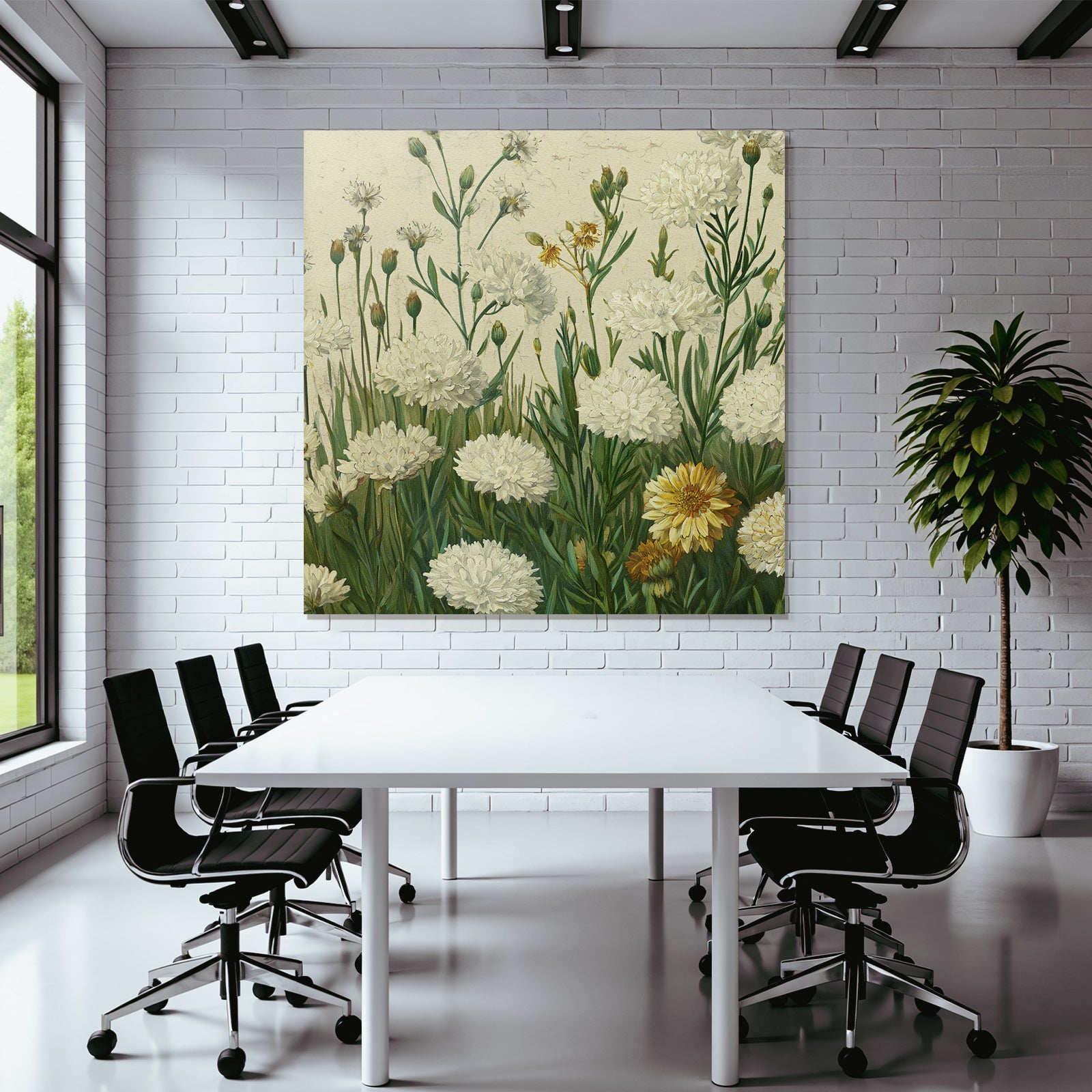 Botanische Illustration Weisse Und Gelbe Auf Vergilbtem Hintergrund