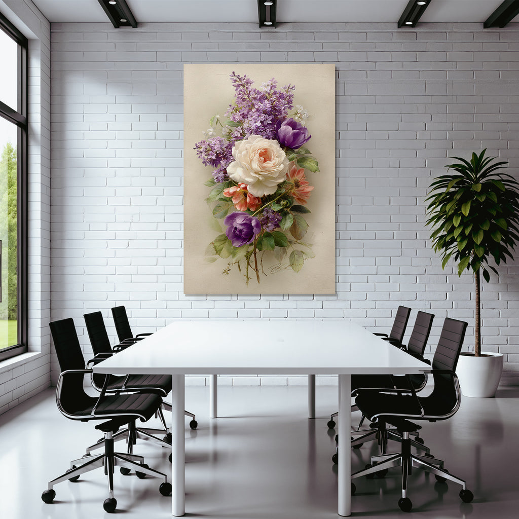 Arrangement Pfingstrosen Tulpen Flieder Und Grünes Laub
