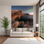 Polarlicht Coastal Mountains Northern Lights Tranquil Landscape | Fjorde und Gletscher | Landschaften
