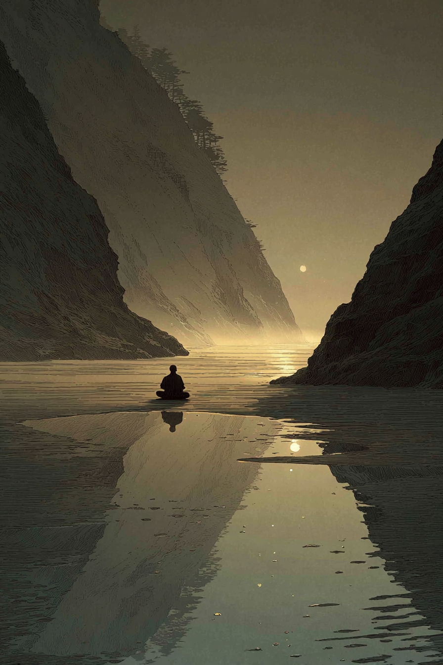 Yoga Meditation Friedliche Landschaft Mit Meditaion Auf Ruhigem Wasser | Yoga und Meditation | Themen und Hobbys