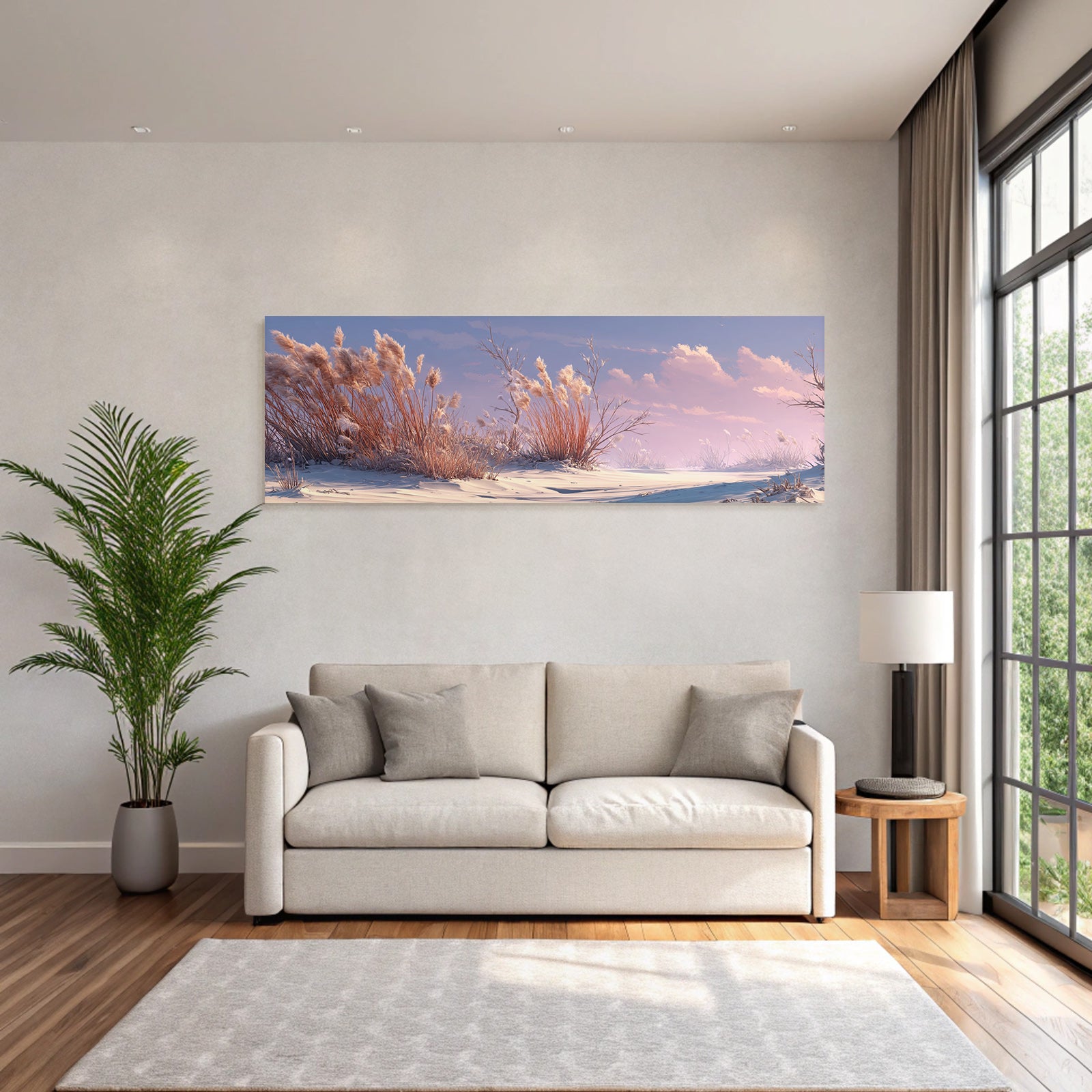 Ruhige Winterlandschaft Mit Gras Und Pastellfarbenem Himmel | Duenen und Heide | Landschaften