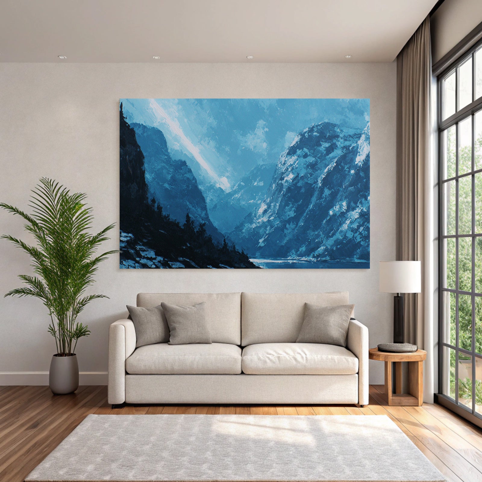 Polarlicht Berglandschaft Mit Blaüm Himmel Und Rosen Landschaft Herbstmalerei | Fjorde und Gletscher | Landschaften
