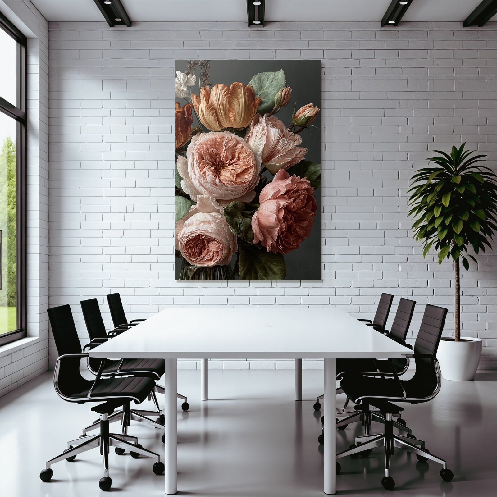Warmes Rosen Und Tulpen Bouqüt Vor Dunklem Hintergrund