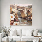 Trocken Retro Flowers Brücke Über Wasser Mit Und Folienteichen