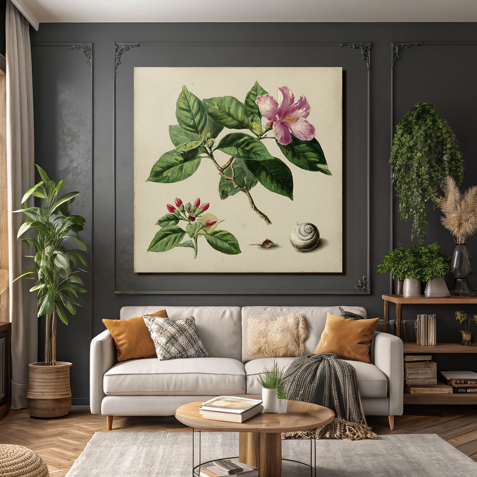 Rosa Blüte Mit Grossen Grünen Blättern Kleinen Blüten Und Schnecken
