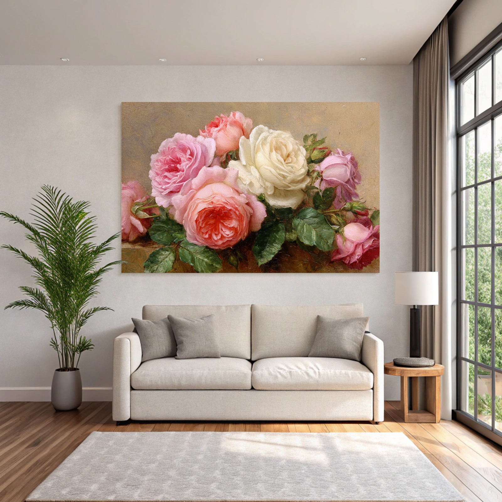 Weiches Impressionistisches Rosenarrangement In Rosatönen Und Weiss