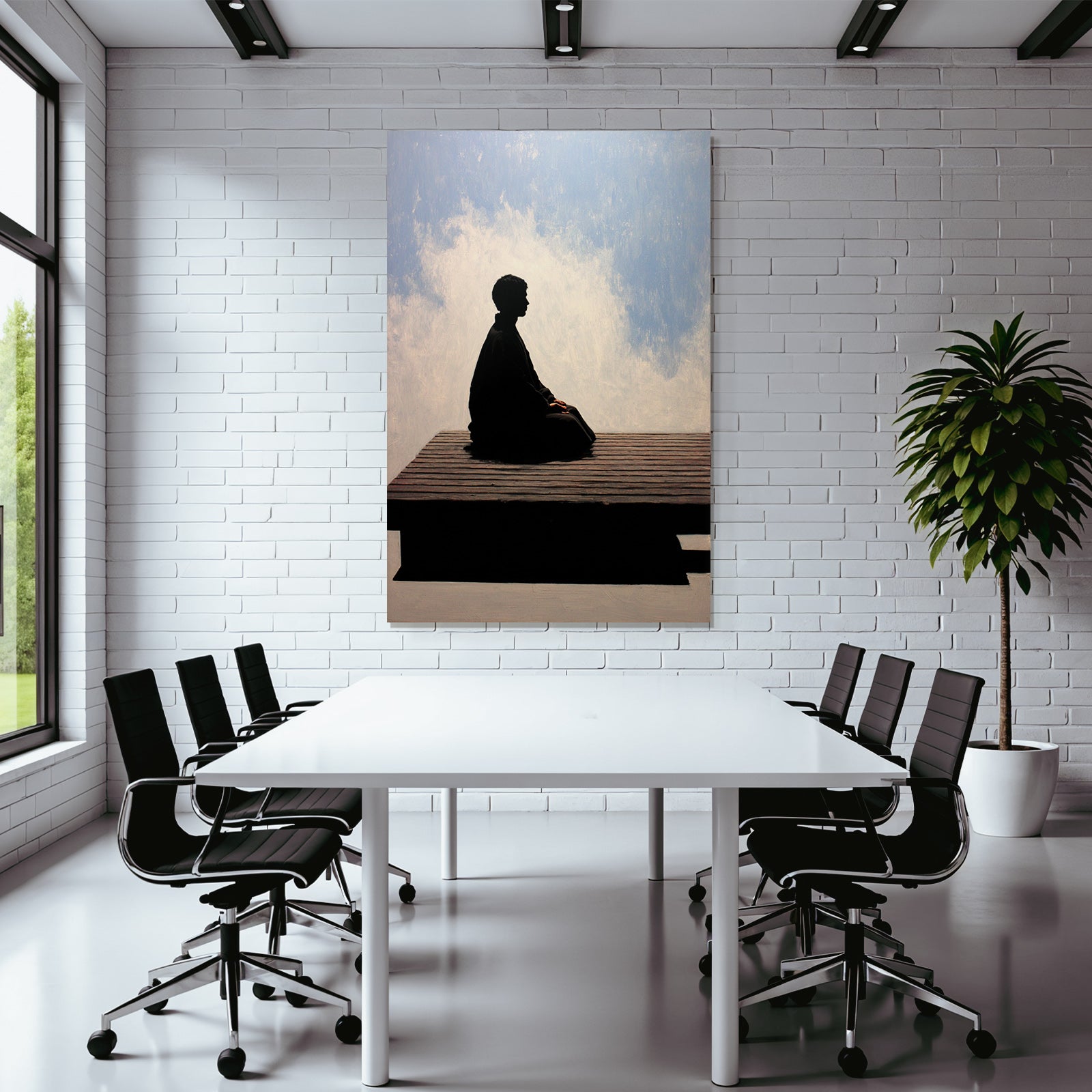 Yoga Meditation Meditierende Person Auf Platform Mit Blaüm Himmel Und Wolken | Yoga und Meditation | Themen und Hobbys