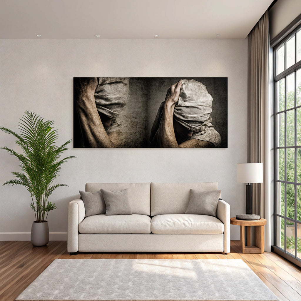 Figur Drapiert In Lichtfarbener Stoff Reflektierende Stimmung | Aktkunst und Sinnlichkeit | Menschen und Emotionen