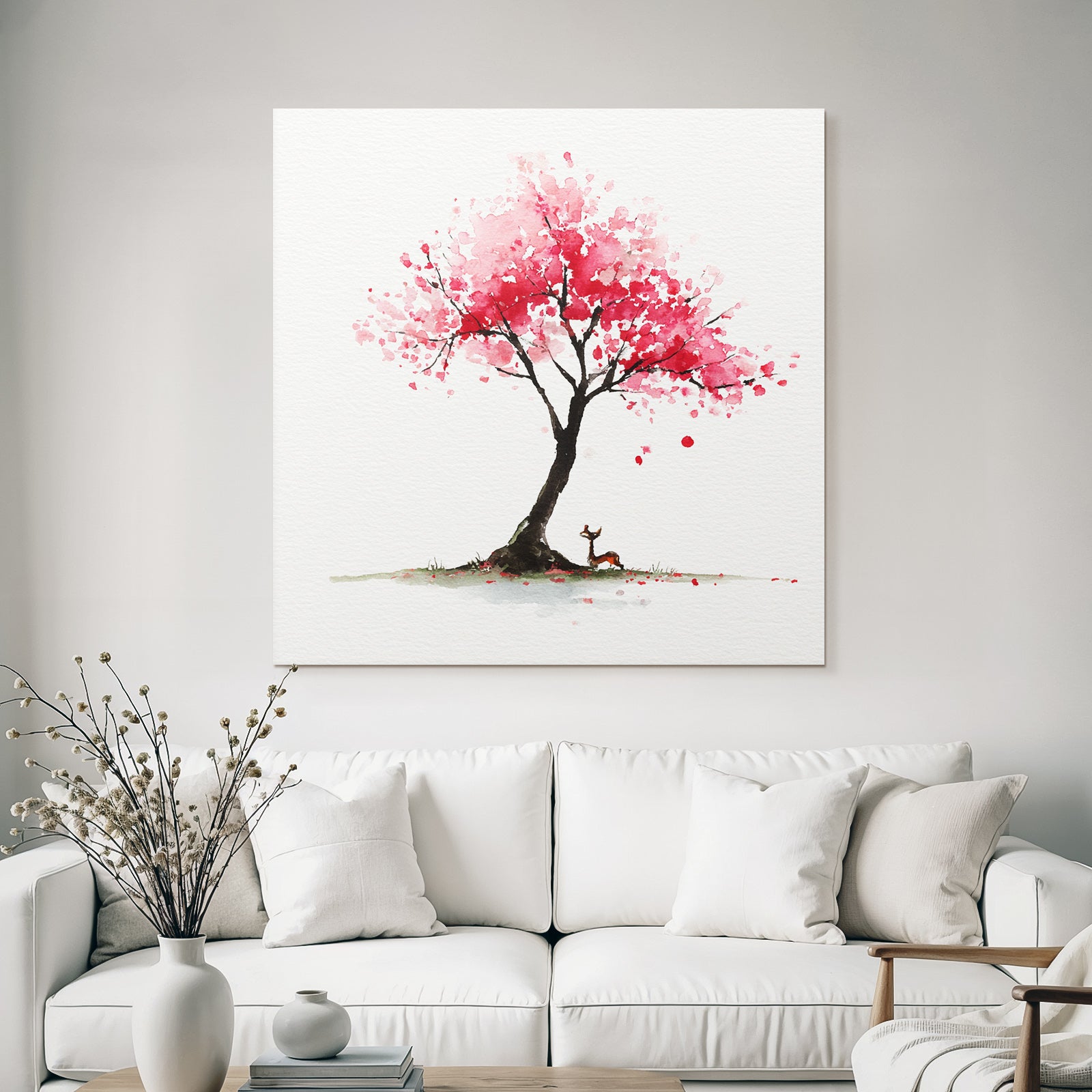 Reh Unter Dem Rosabluhenden Baum