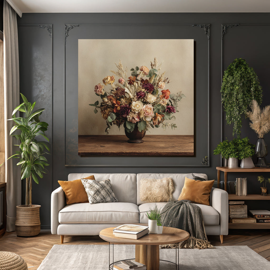Trocken Retro Flowers Getrocknete Strauss In Holzvase Rustikal Elegant