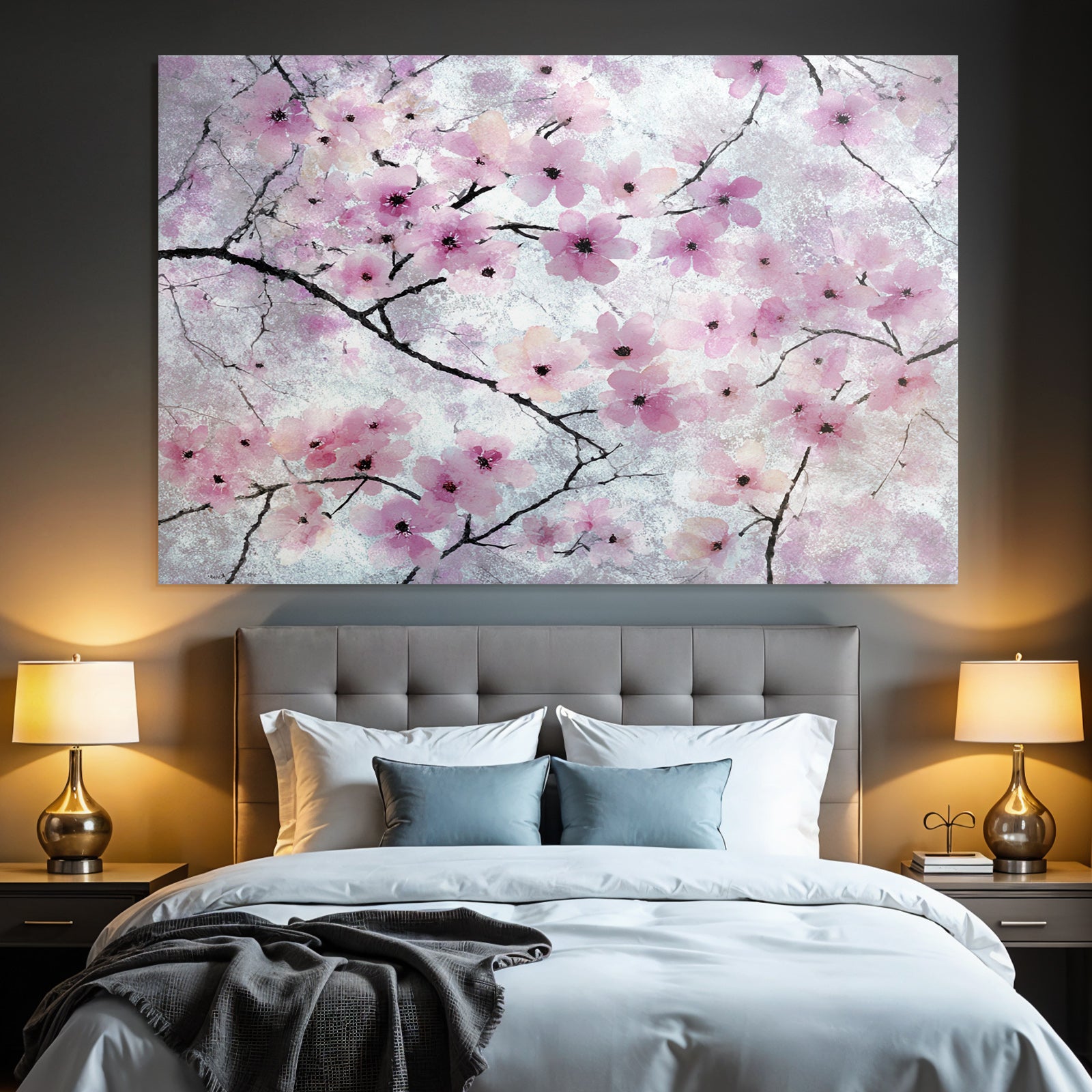 Aquarellbild Sanfte Rosa Kirschblüten Zarte Zweige