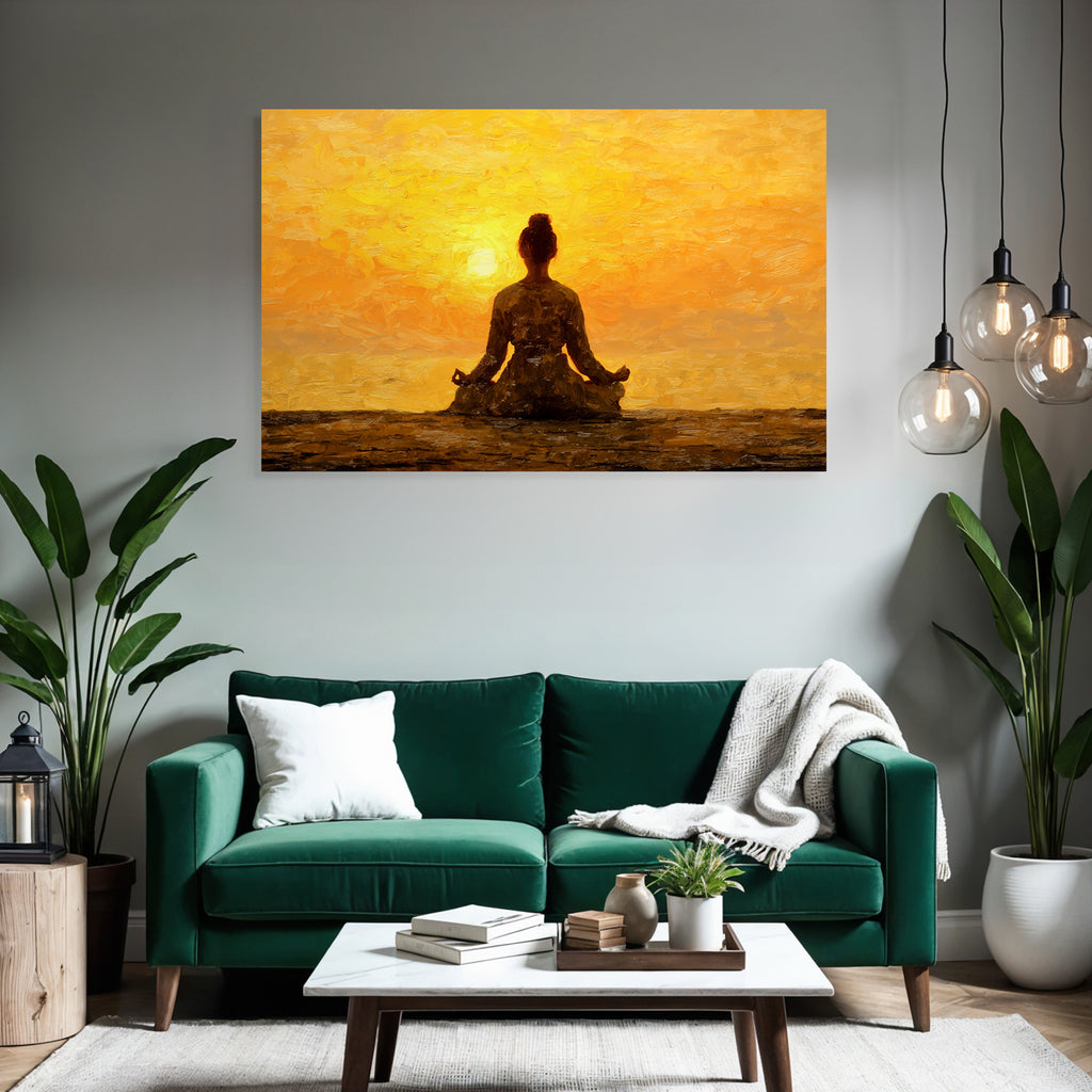 Yoga Meditation Meditierende Person Im Sonnenuntergang Hintergrund Ruhige Atmosphäre | Yoga und Meditation | Themen und Hobbys