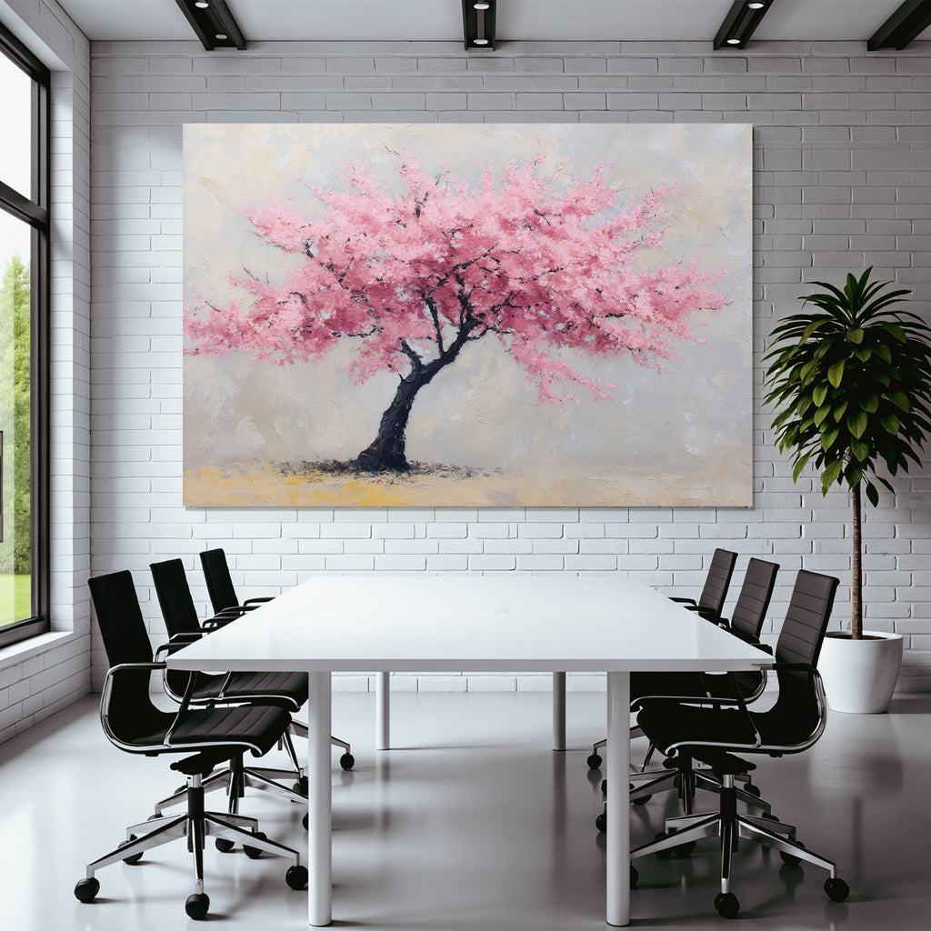 Impressionistischer Rosa Blütenbaum Auf Hellem Hintergrund