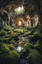 Überwucherte Verlassene Innenansicht Mit Fliessendem Wasser | Lost Places | Architektur
