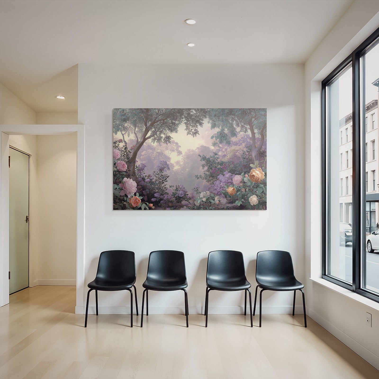 Traumhafte Pastelllandschaft Mit Rosen Und Flieder