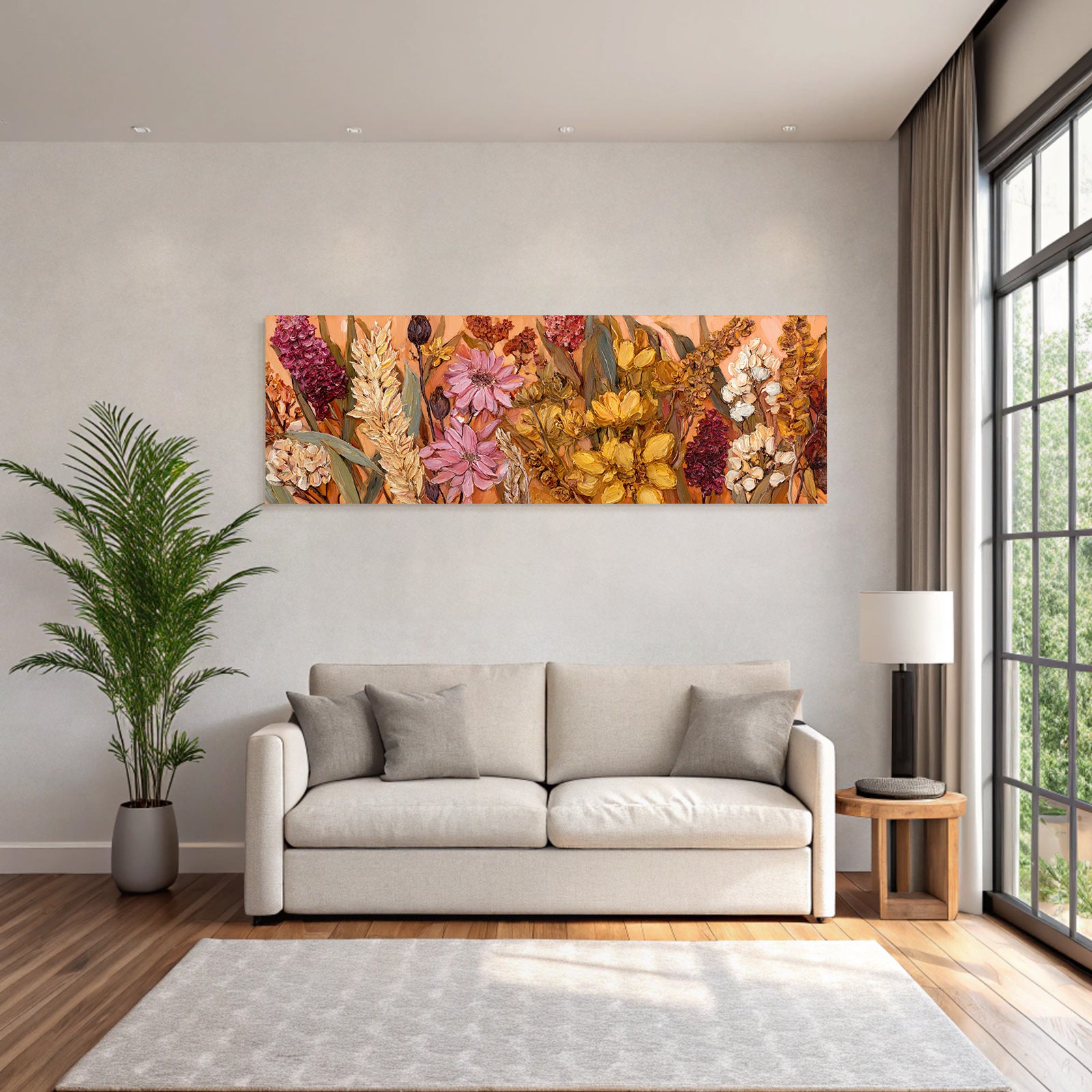 Trocken Retro Flowers Vibrante Anordnung Mit Textur In Warmen Farben