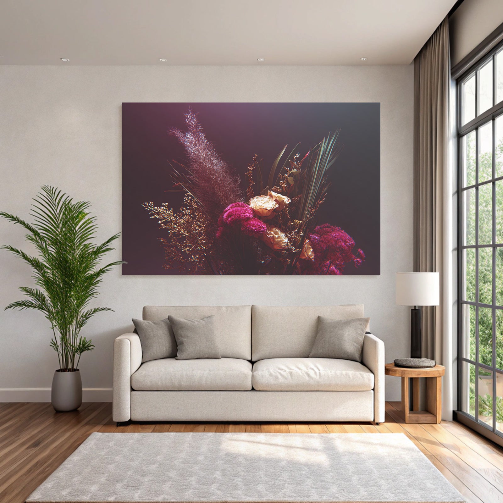 Trocken Retro Flowers Nahaufnahme Florale Anordnung Dramatische Beleuchtung Kreative Komposition