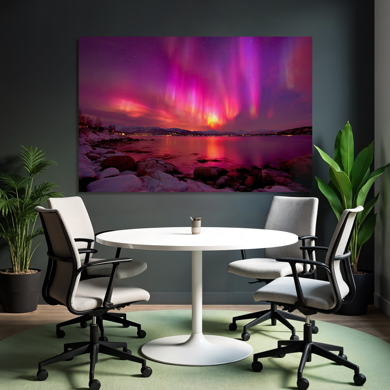 Polarlicht Aurora Borealis Nordlichter Nachtlandschaft Reflexion Wasser | Fjorde und Gletscher | Landschaften