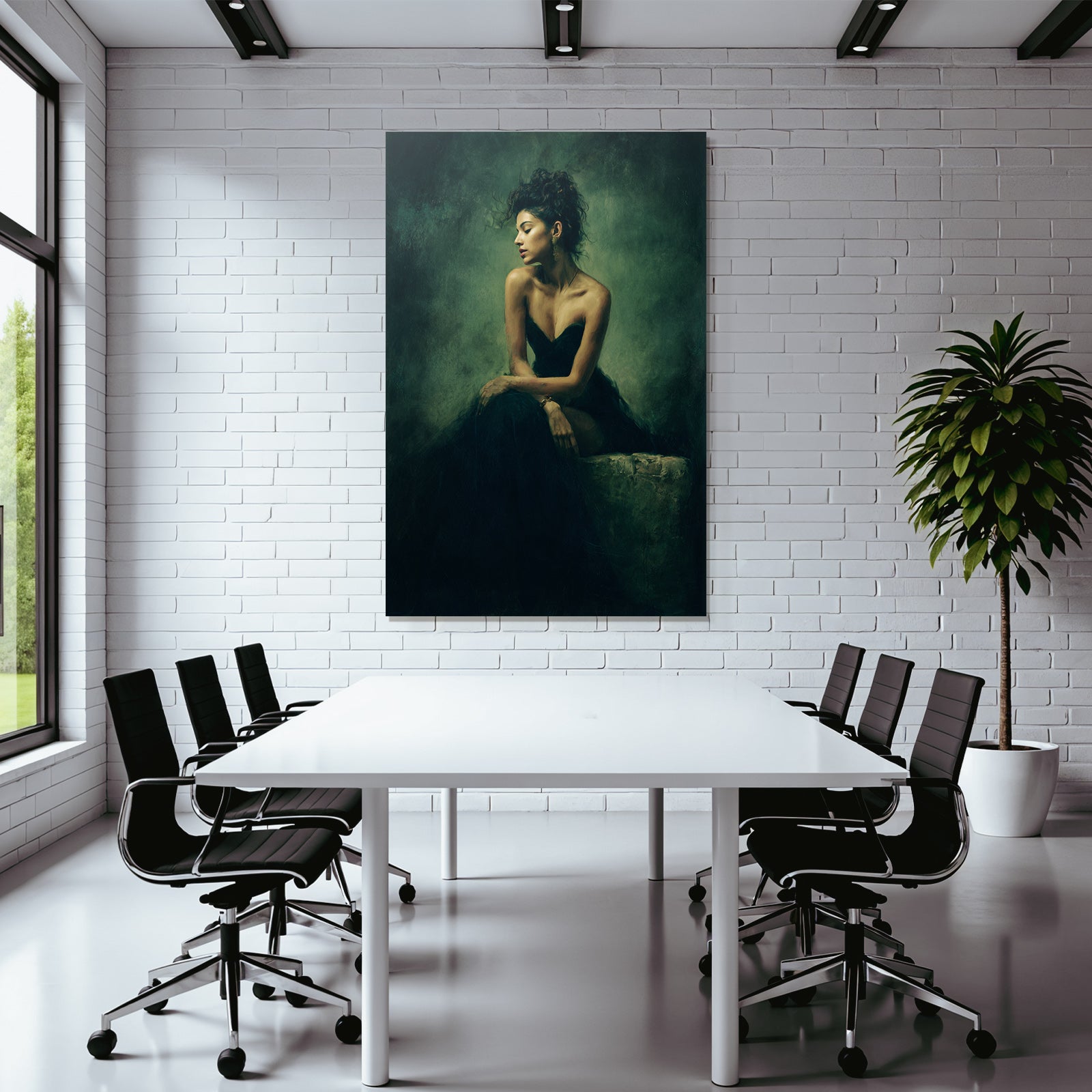 Dunkles Kleid Sitzende Frau Moody Atmosphäre | Aktkunst und Sinnlichkeit | Menschen und Emotionen