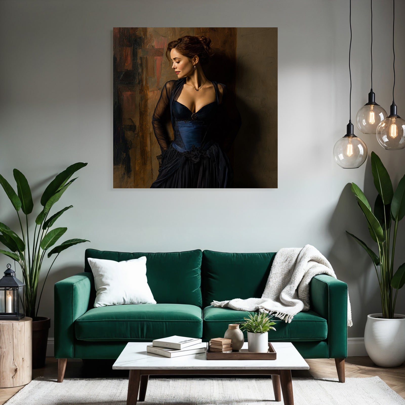 Frau In Blaüm Kleid Im Eleganten Setting | Aktkunst und Sinnlichkeit | Menschen und Emotionen
