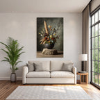 Trocken Retro Flowers Getrocknete Arrangement In Texturiertem Rundvase Dekoratives Design