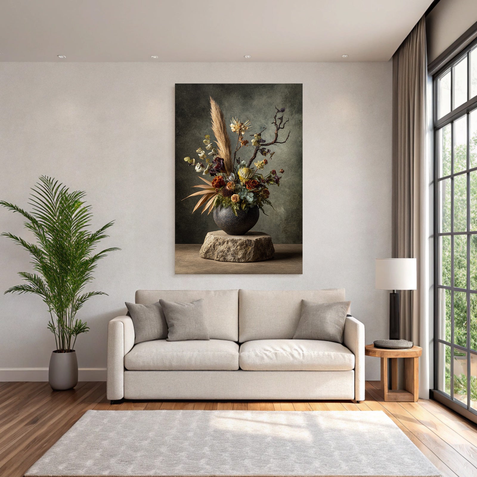Trocken Retro Flowers Getrocknete Arrangement In Texturiertem Rundvase Dekoratives Design