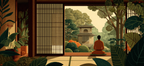 Yoga Meditation Ruhiges Japanisches Innenraum Meditation Und Garten | Yoga und Meditation | Themen und Hobbys