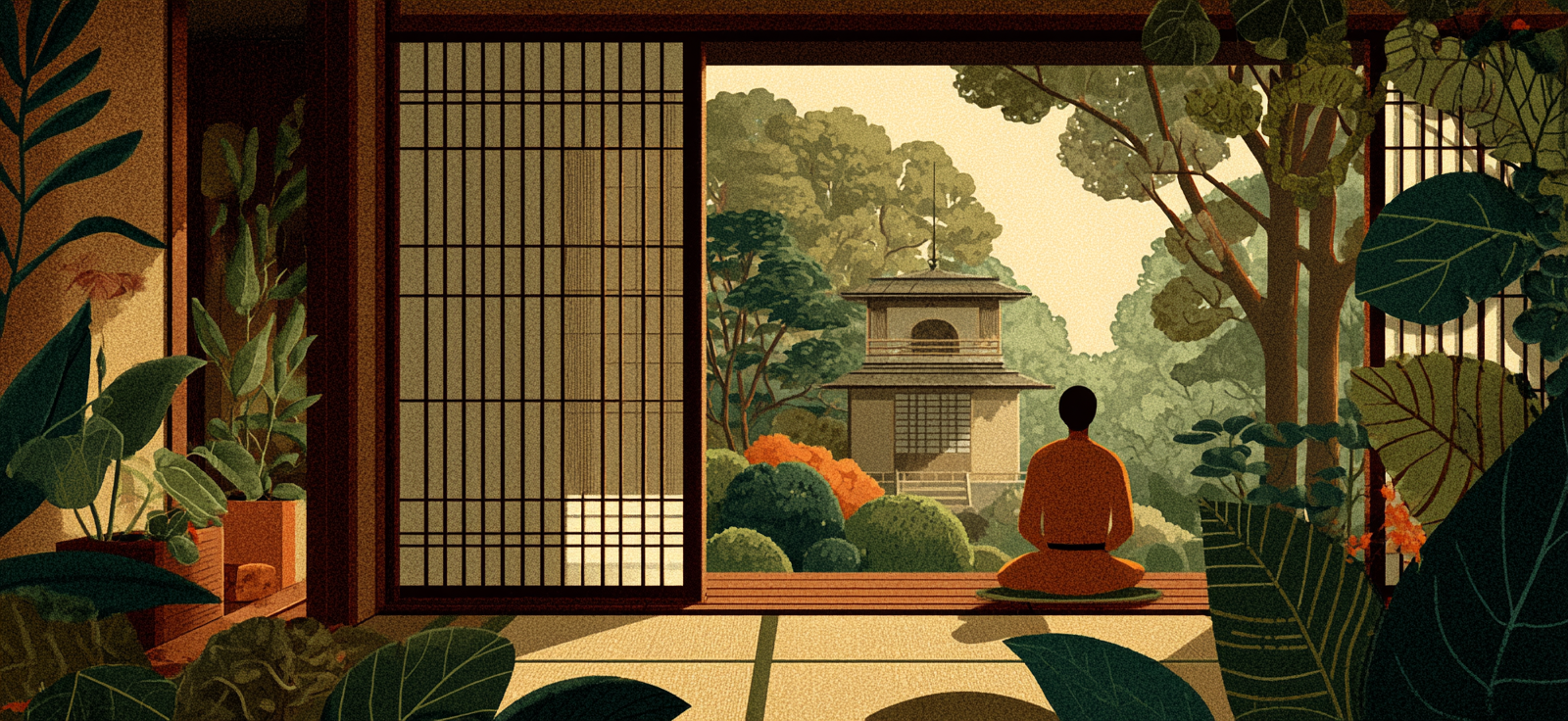 Yoga Meditation Ruhiges Japanisches Innenraum Meditation Und Garten | Yoga und Meditation | Themen und Hobbys