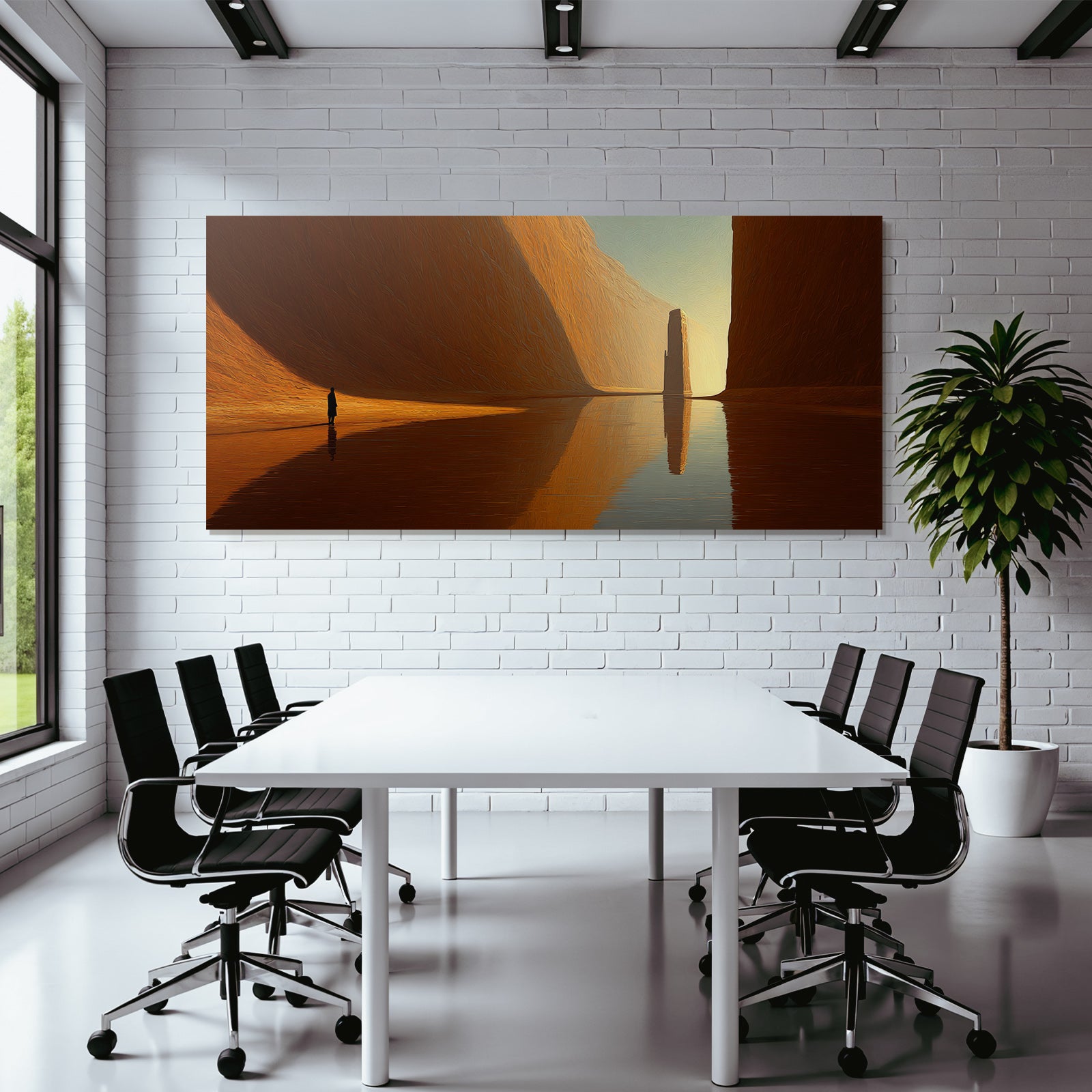 Yoga Meditation Dramatische Landscape Mit Monolith Wasserspiegelung Und Einsamer Figur | Yoga und Meditation | Themen und Hobbys