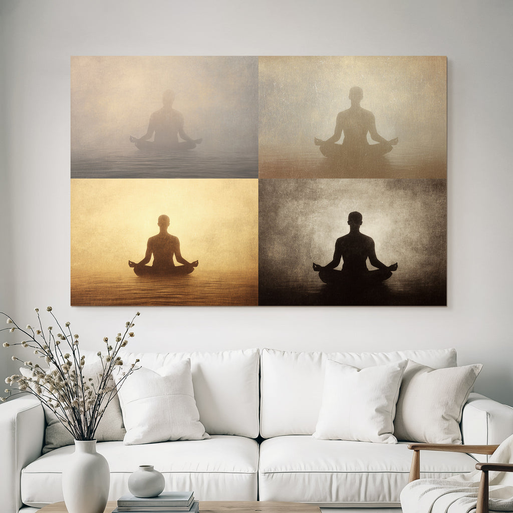 Yoga Meditation Meditation Collage Silhoütte Beruhigende Atmosphäre | Yoga und Meditation | Themen und Hobbys