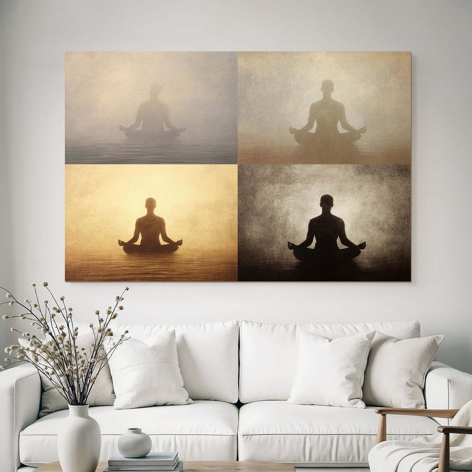 Yoga Meditation Meditation Collage Silhoütte Beruhigende Atmosphäre | Yoga und Meditation | Themen und Hobbys