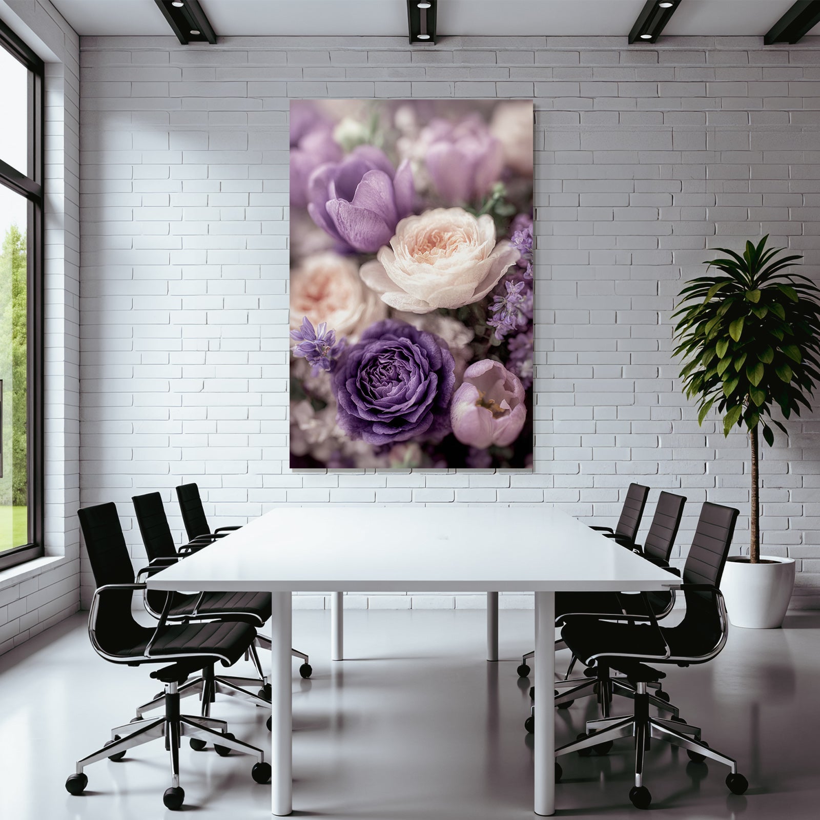 Romantische Anordnung In Pastelllila Mit Tulpen Und Zarten Blüten