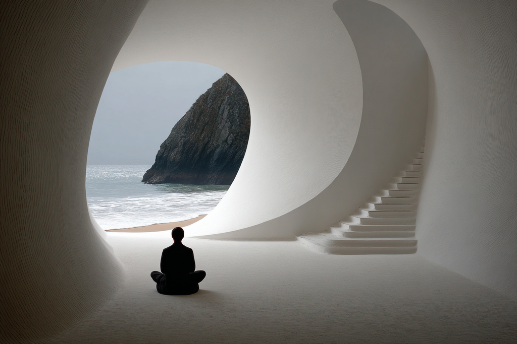 Yoga Meditation Serene Architectural Space Meditation Coastline Tranquility | Yoga und Meditation | Themen und Hobbys