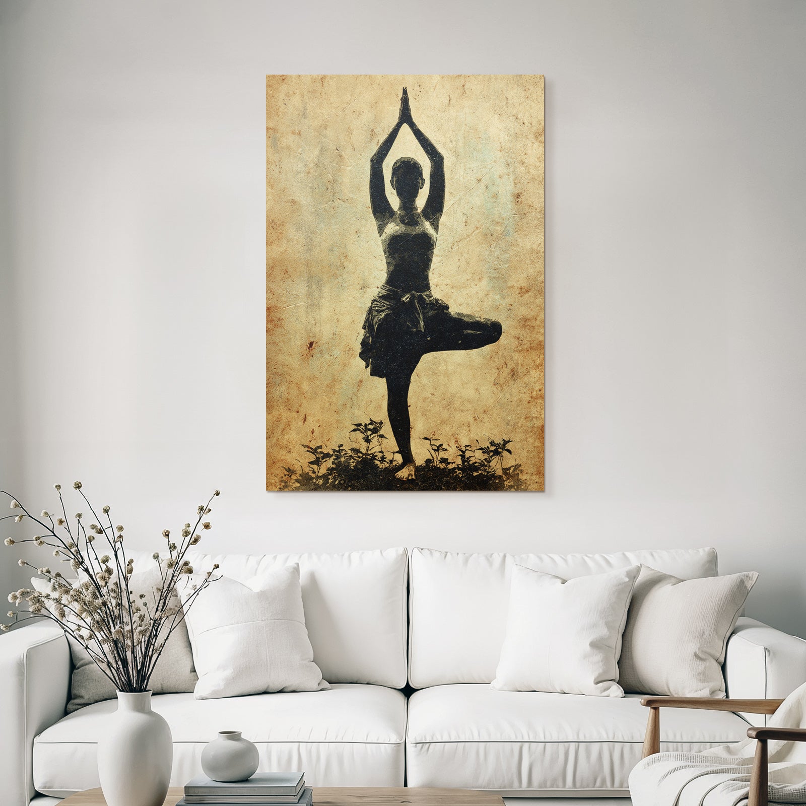 Yoga Meditation Yoga Pose Silhoütte Mit Pflanzen Und Altem Hintergrund | Yoga und Meditation | Themen und Hobbys