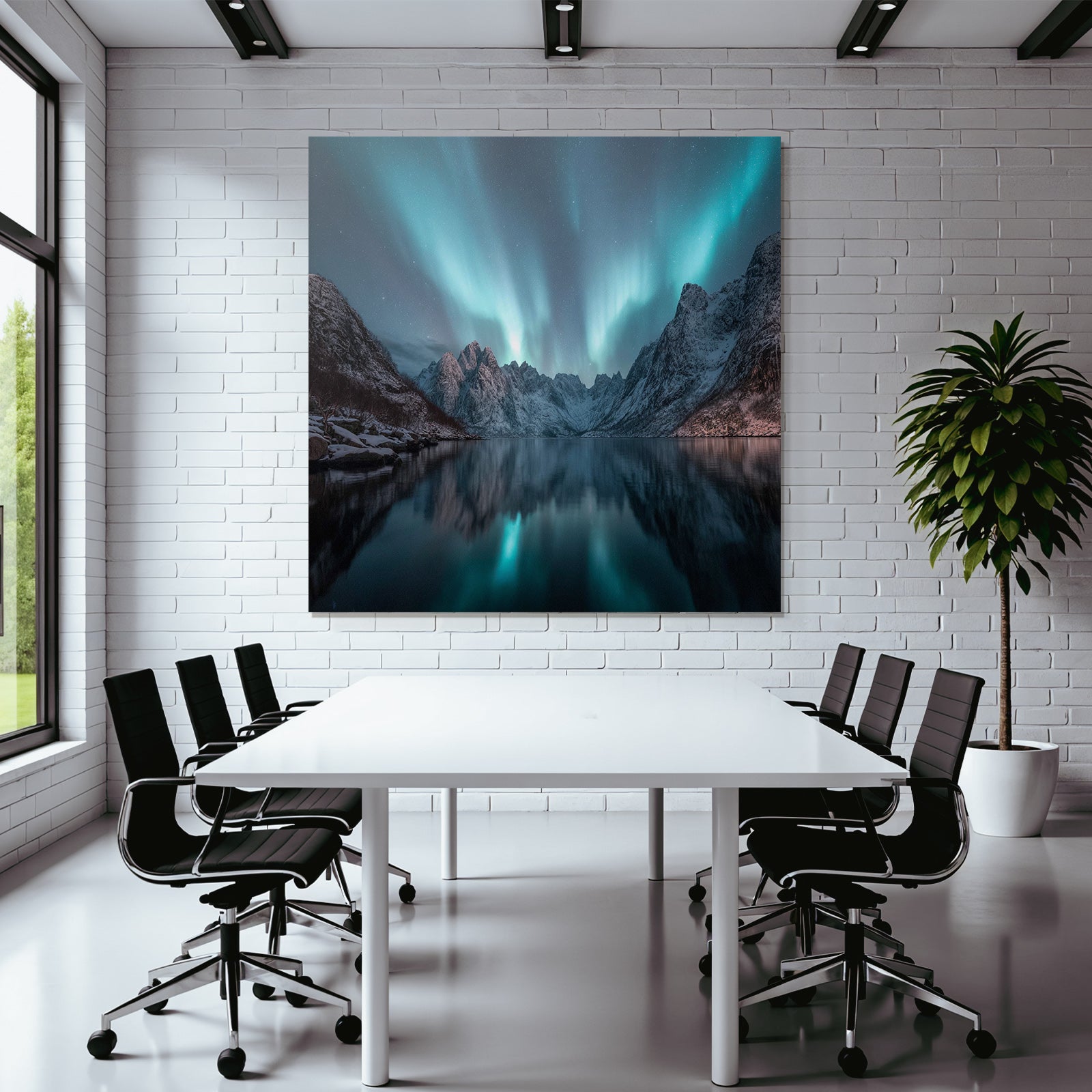 Polarlicht Natürliche Landschaft Mit Aurora Reflection Und Berge | Fjorde und Gletscher | Landschaften