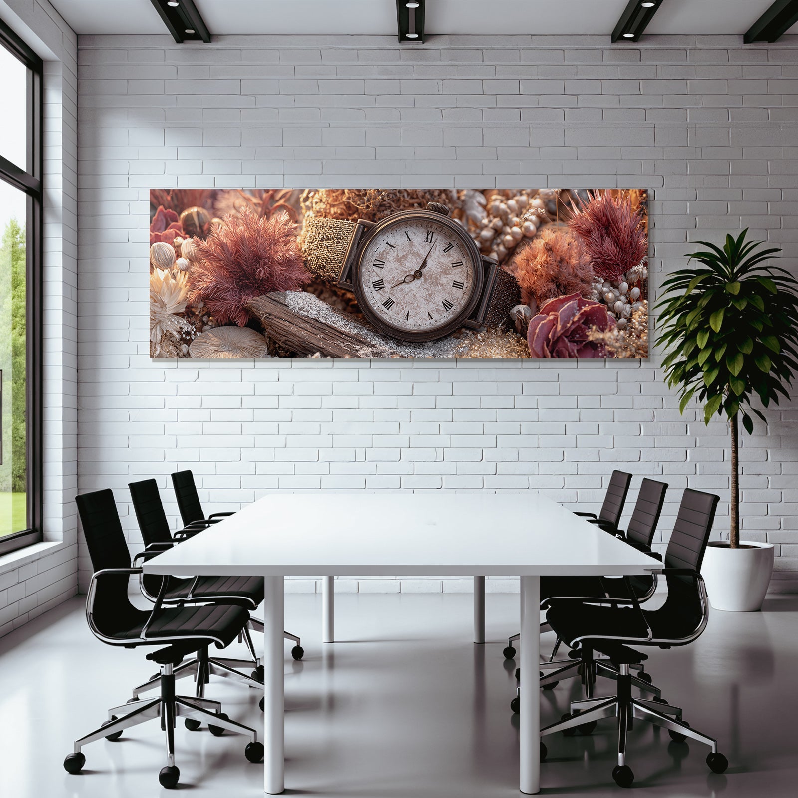 Trocken Retro Flowers Vintage Uhr Mit Trockenen Und Pflanzen
