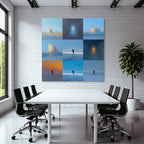 Yoga Meditation Einsame Figuren In Landlandschaften Collage Impressionistische Malerei | Yoga und Meditation | Themen und Hobbys