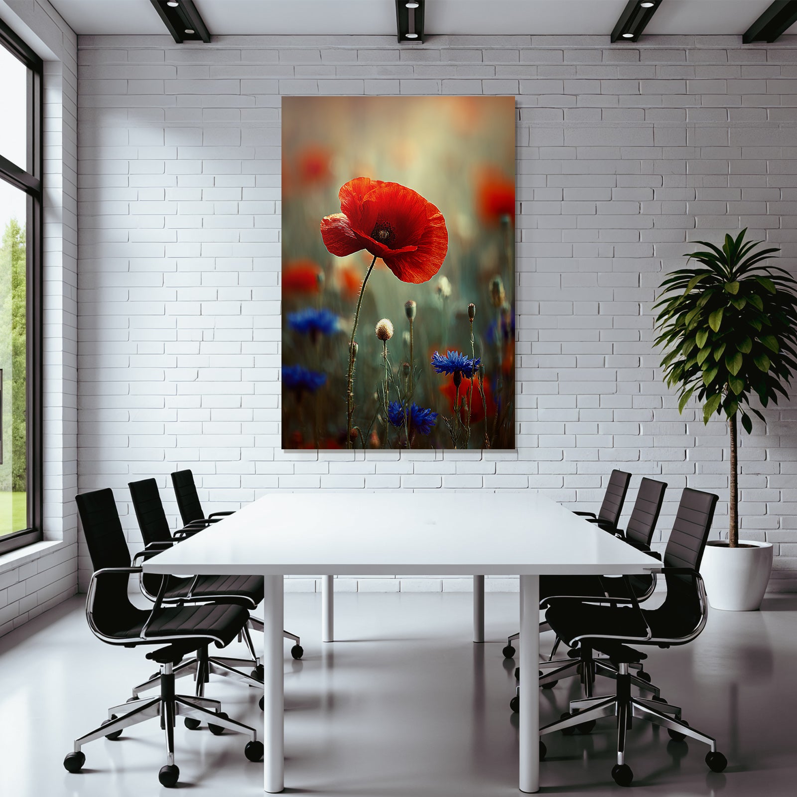 Roter Mohn Im Wildfeld Mit Blaün Korn