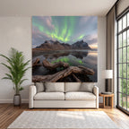 Polarlicht Natürliche Landschaft Mit Aurora Borealis Und Reflexionen | Fjorde und Gletscher | Landschaften