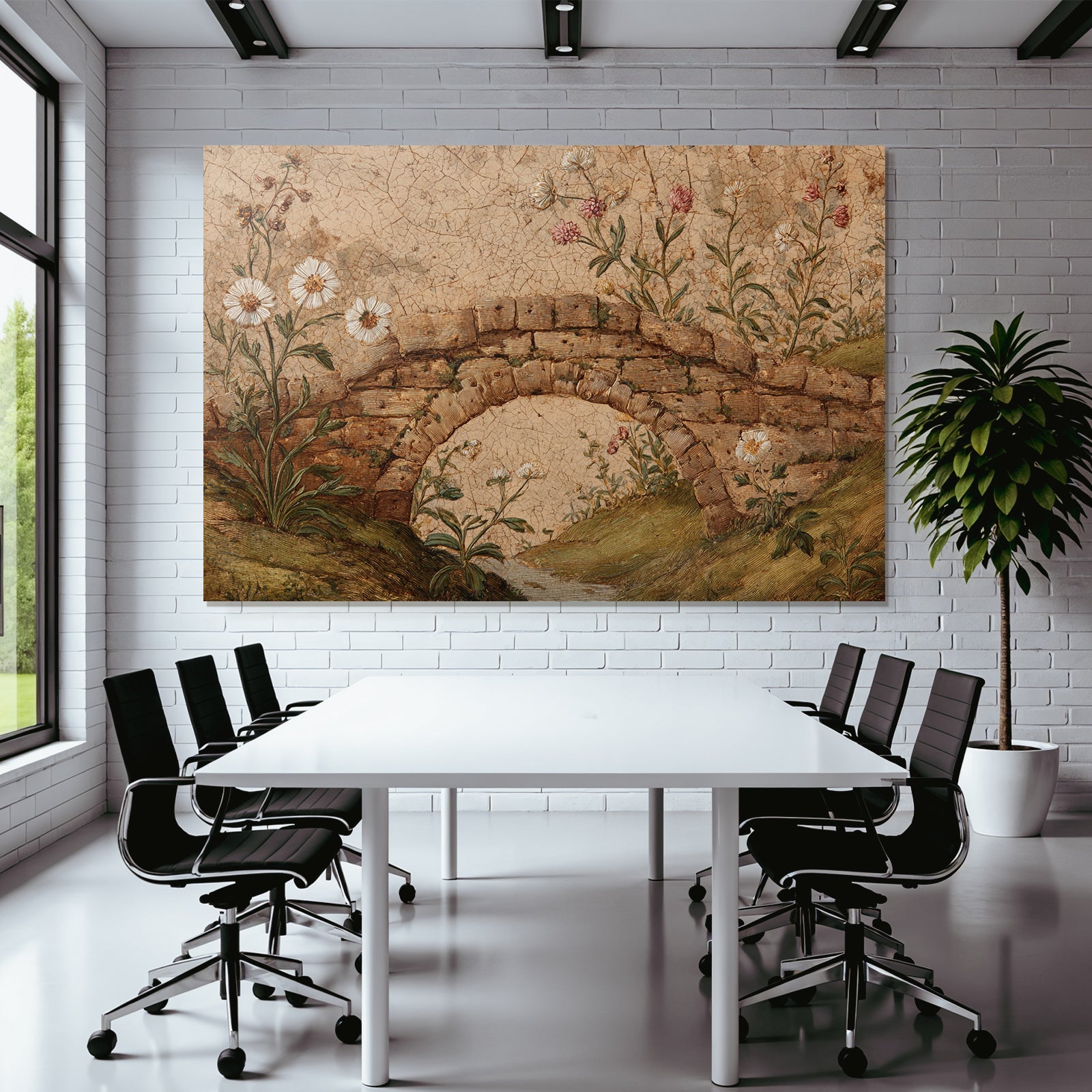 Steinbrücke Umgeben Von Und Pflanzen