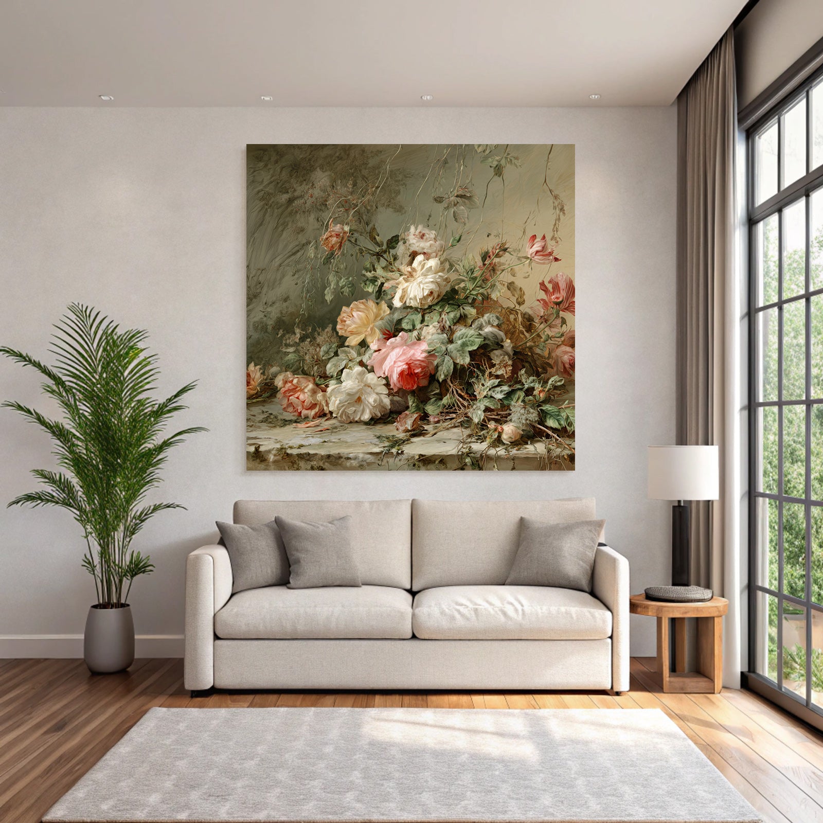 Klassisches Stilleben Mit Rosen Und Grunem Laub