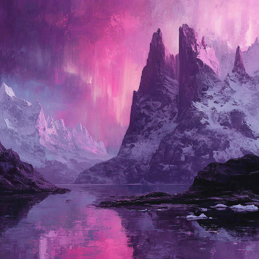 Polarlicht Fantastische Landschaft Mit Bergen Und Gewässern | Fjorde und Gletscher | Landschaften