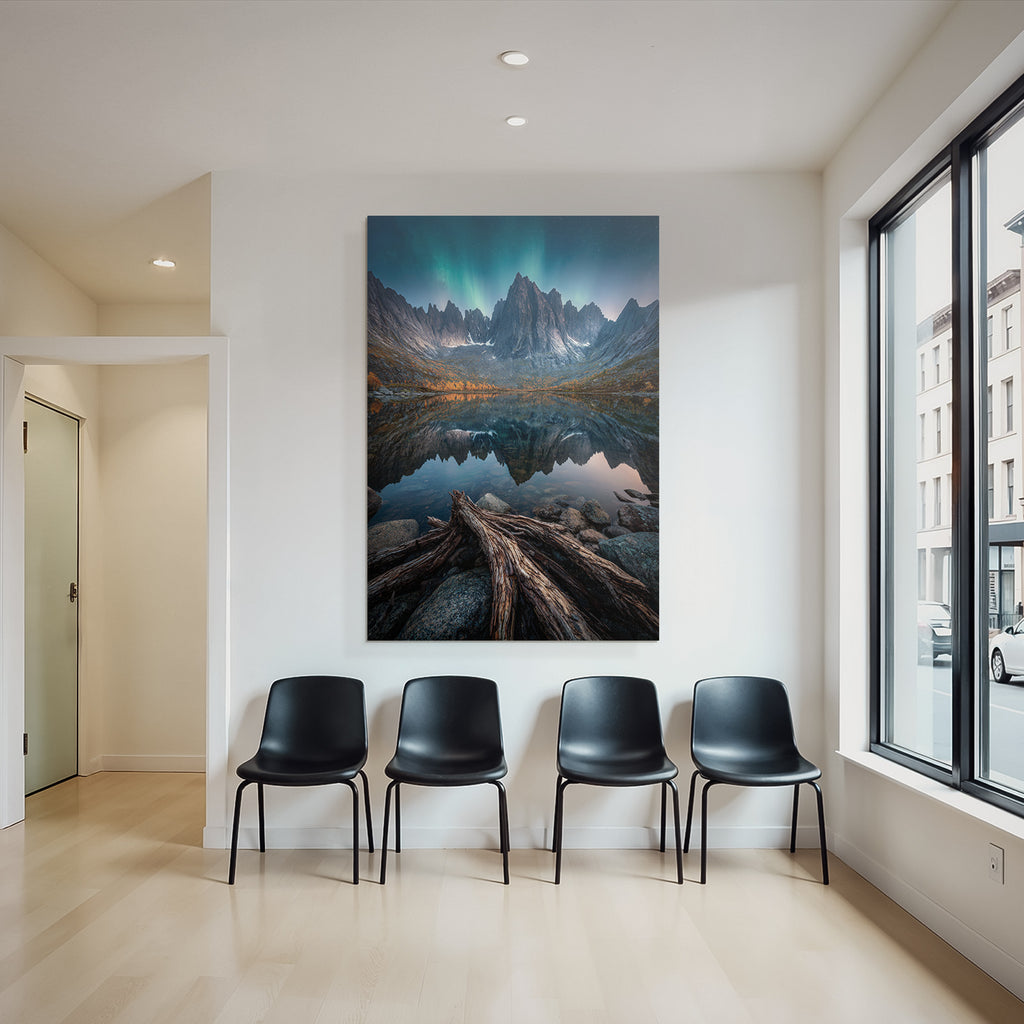 Polarlicht Traumhafte Natur Landschaft Bergrefl Action See Mit Norlicht | Fjorde und Gletscher | Landschaften