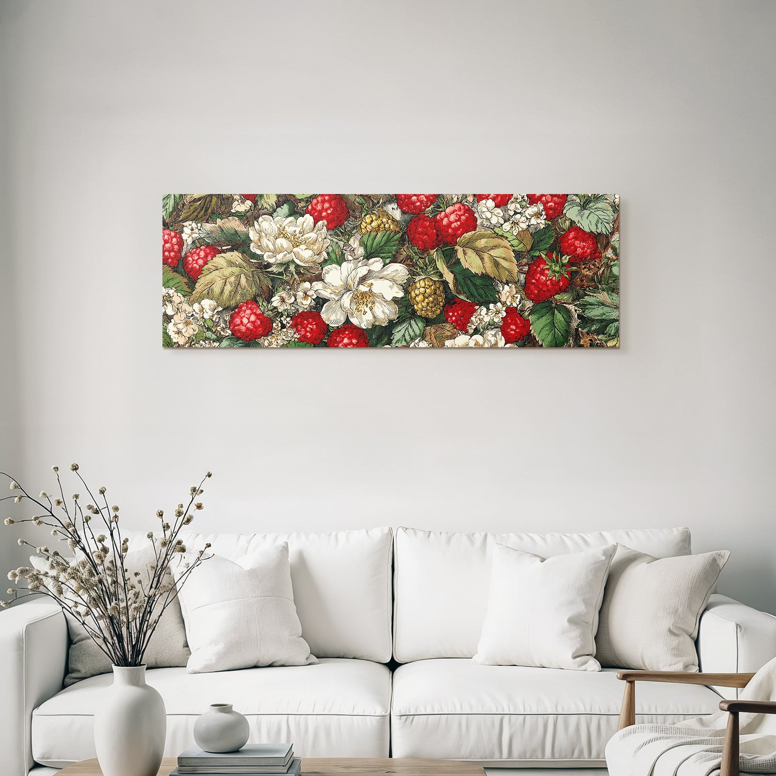 Vintage Botanische Illustration Mit Himbeeren Brombeeren Und Grünen Blättern