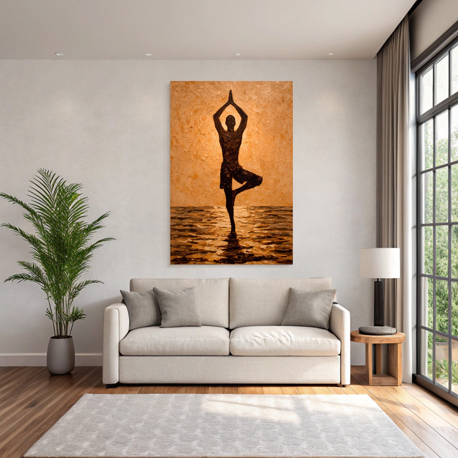 Yoga Meditation Baum Yoga Pose Beruhigung Ölmalerei | Yoga und Meditation | Themen und Hobbys
