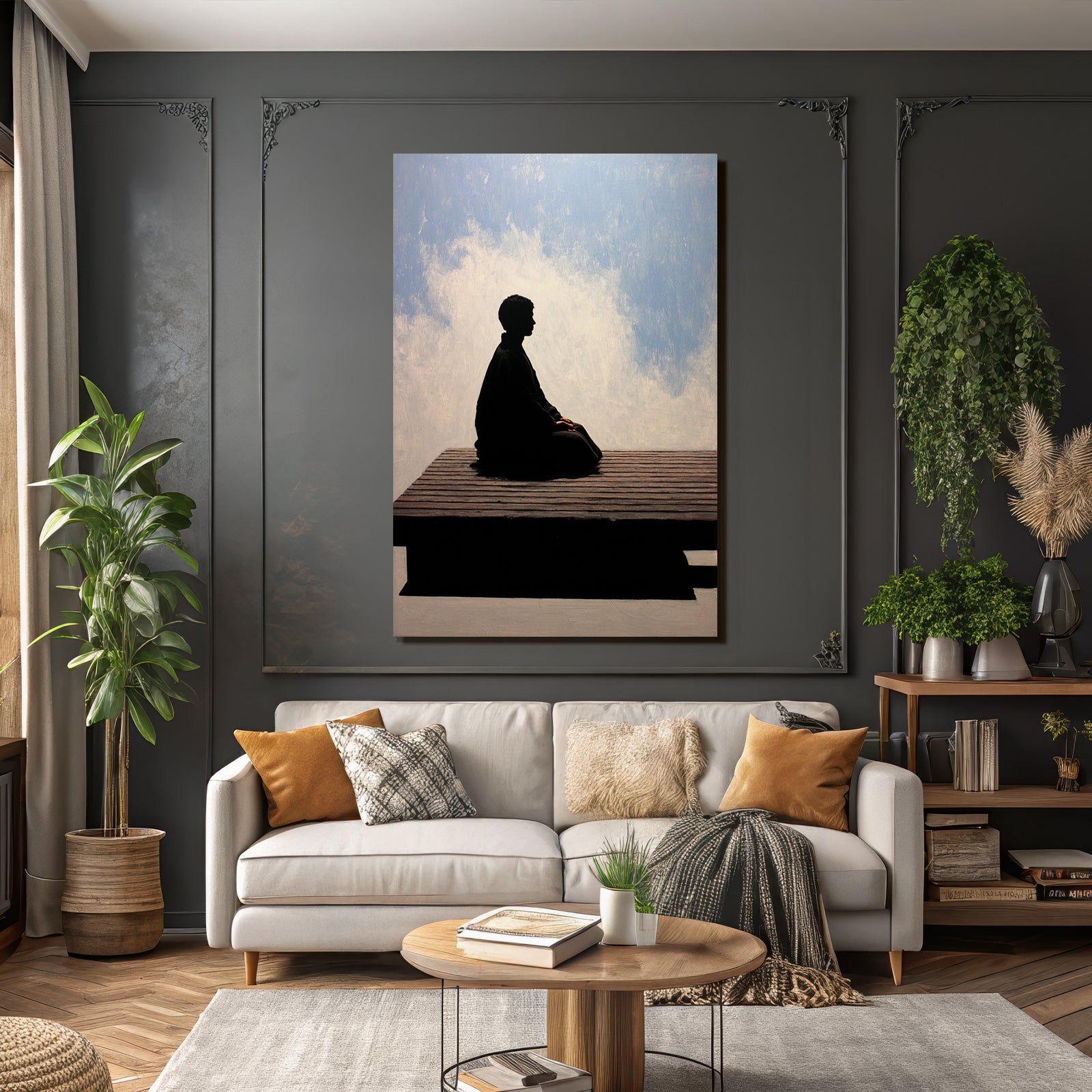 Yoga Meditation Meditierende Person Auf Platform Mit Blaüm Himmel Und Wolken | Yoga und Meditation | Themen und Hobbys