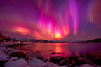 Polarlicht Aurora Borealis Nordlichter Nachtlandschaft Reflexion Wasser | Fjorde und Gletscher | Landschaften