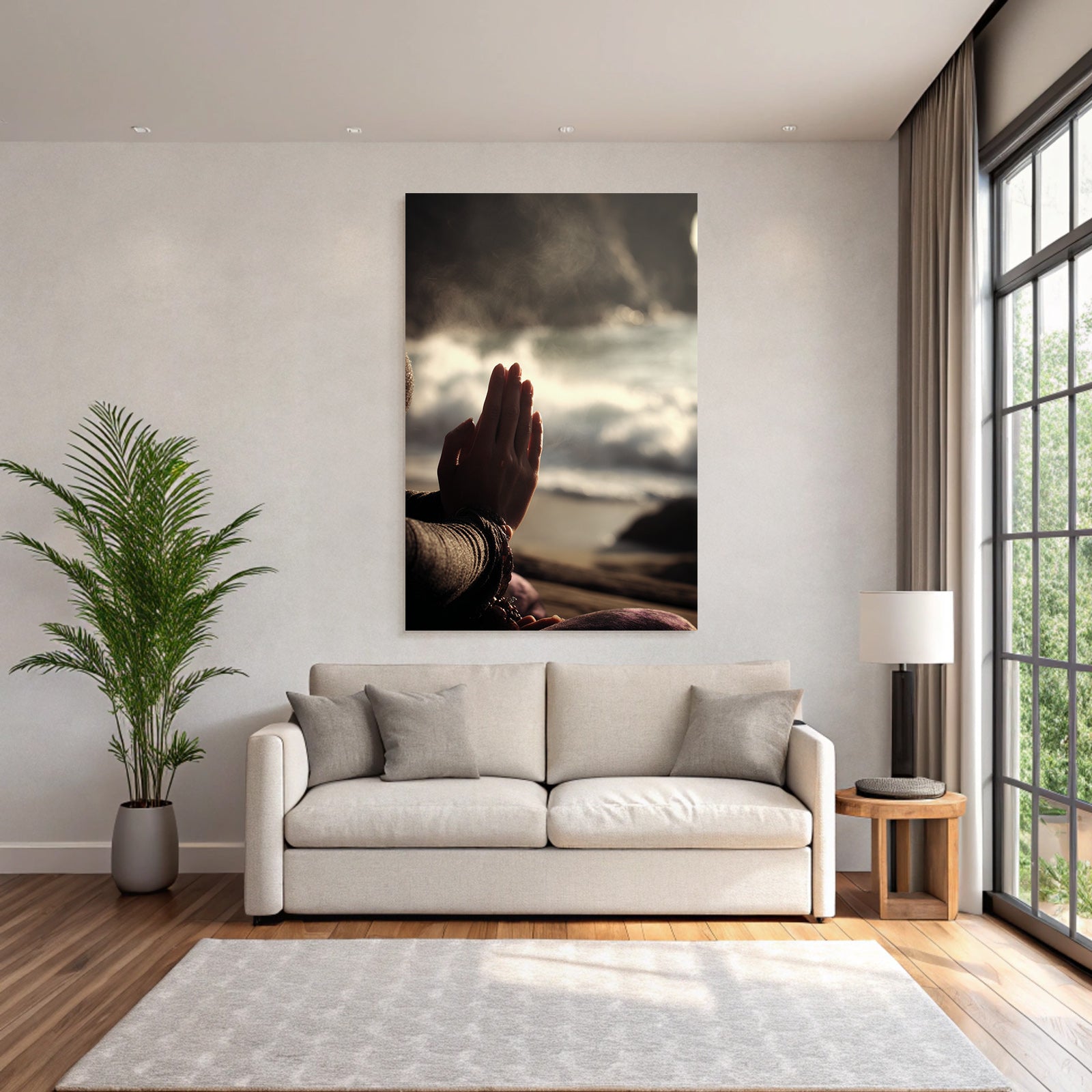 Yoga Meditation Gebet Hände Und Küstlicher Hintergrund Meditation Reflexion | Yoga und Meditation | Themen und Hobbys