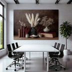 Trocken Retro Flowers Schone Still Leben Mit Alten Büchern Keramischen Vasen Dried Plants