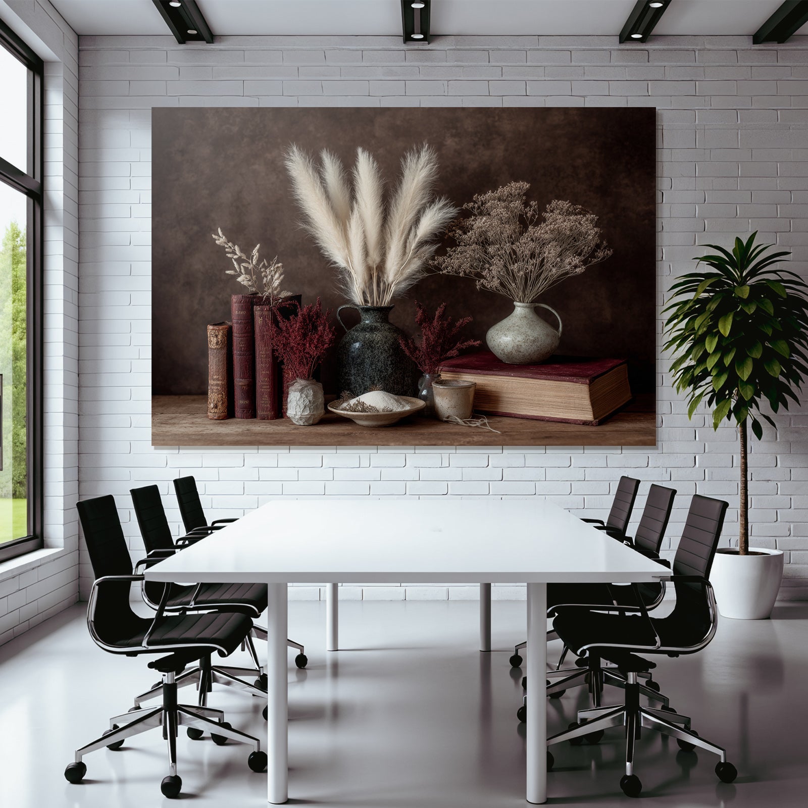 Trocken Retro Flowers Schone Still Leben Mit Alten Büchern Keramischen Vasen Dried Plants